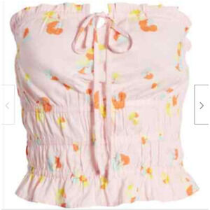 BP Smocked Tube Top-Pink Floral - Medium